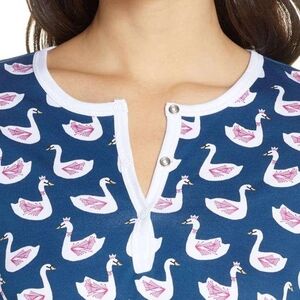 Blue Top with Swan Print